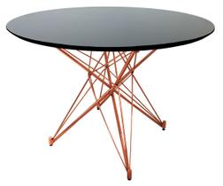 Mesa De Jantar Estrela Redonda Base Cobre Rose Gold E Tampo De 120Cm