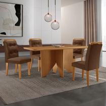 Mesa De Jantar Evora 120cm MDF Canto copo e 4 Cadeiras Carol Mesa De Jantar Evora 120cm MDF Canto copo e 4 Cadeiras Carol