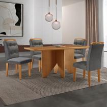 Mesa de Jantar Evora 120cm MDF Canto copo e 4 Cadeiras Carol Mesa de Jantar Evora 120cm MDF Canto copo e 4 Cadeiras Carol