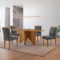 Mesa de Jantar Evora 120cm MDF Canto copo e 4 Cadeiras Melissa Mesa de Jantar Evora 120cm MDF Canto copo e 4 Cadeiras Melissa