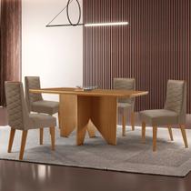Mesa de Jantar Evora 120cm MDF Canto copo e 4 Cadeiras Safira Mesa de Jantar Evora 120cm MDF Canto copo e 4 Cadeiras Safira