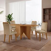 Mesa de Jantar Evora 120cm MDF Canto copo e com 4 Cadeiras Athenas Mesa de Jantar Evora 120cm MDF Canto copo e com 4 Cadeiras Athenas