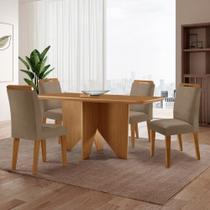 Mesa de Jantar Evora 120cm MDF Canto copo e com 4 Cadeiras Athenas Mesa de Jantar Evora 120cm MDF Canto copo e com 4 Cadeiras Athenas