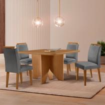 Mesa de Jantar Evora 90cm MDF Canto copo e com 4 Cadeiras Athenas