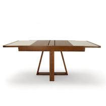 Mesa de Jantar Extensível 178x78cm Tampo Vidro Atena - Nacional Móveis