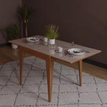 Mesa de Jantar Extensível 80/160 cm Tampo Vidro Pés Madeira Maciça Imbuia Tock Marrom Mesa de Jantar Extensível 80/160 cm Tampo Vidro Pés Madeira Maciça Imbuia Tock Marrom