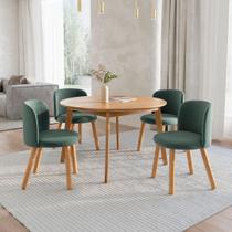 Mesa de Jantar Extensível Redonda com 4 Cadeiras Madeira Maciça Tasila Yescasa Mesa de Jantar Extensível Redonda com 4 Cadeiras Madeira Maciça Tasila Yescasa