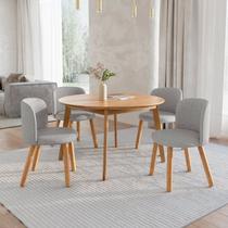 Mesa de Jantar Extensível Redonda com 4 Cadeiras Madeira Maciça Tasila Yescasa Mesa de Jantar Extensível Redonda com 4 Cadeiras Madeira Maciça Tasila Yescasa