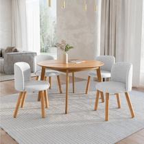 Mesa de Jantar Extensível Redonda com 4 Cadeiras Madeira Maciça Tasila Yescasa Mesa de Jantar Extensível Redonda com 4 Cadeiras Madeira Maciça Tasila Yescasa