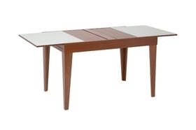 Mesa de Jantar Extensível Smart Imbuia c/ Vidro Branco 120/180 cm