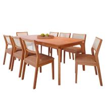 Mesa de Jantar Ficus 2,10 com 8 Cadeiras Bella Tampo Madeira Estilo Luxo Madeira/Cinamomo/Kaki Mesa de Jantar Ficus 2,10 com 8 Cadeiras Bella Tampo Madeira Estilo Luxo Madeira/Cinamomo/Kaki