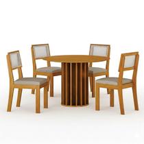 Mesa de Jantar Flora 108x108 Cinamomo-Cinamomo Copo com Kit 4 Cadeiras para Mesa de Jantar Flora Joli Palha - Leifer Mesa de Jantar Flora 108x108 Cinamomo-Cinamomo Copo com Kit 4 Cadeiras para Mesa de Jantar Flora Joli Palha - Leifer