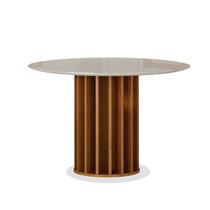 Mesa de Jantar Flora 108x108 com Vidro Base Ripado Cinamomo Off-White - Leifer Mesa de Jantar Flora 108x108 com Vidro Base Ripado Cinamomo Off-White - Leifer