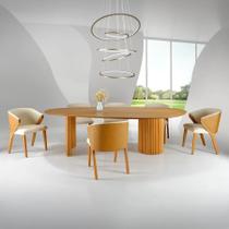 Mesa de Jantar Fusion com Pés em Madeira Maciça e Tampo em Cinamomo Cor Mel (Apenas a Mesa)