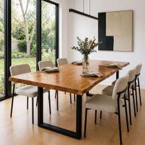 Mesa de Jantar Gourmet 6 Pessoas 230cm x 115cm Madeira Natural Maciça