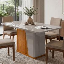 Mesa de Jantar Harmonia 4 Lugares Naturalle e Off White para Sala de Jantar Moderna Mesa de Jantar Harmonia 4 Lugares Naturalle e Off White para Sala de Jantar Moderna