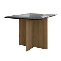 Mesa de Jantar Helo 120cm com vidro Carvalho/Grafite - Poliman Mesa de Jantar Helo 120cm com vidro Carvalho/Grafite - Poliman