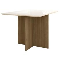 Mesa de Jantar Helo 120cm com vidro Carvalho/Off White - Poliman