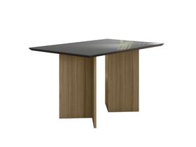Mesa de Jantar Helo 136cm com Vidro Carvalho/Grafite - Poliman