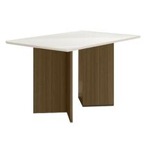Mesa de Jantar Helo 136cm com Vidro Carvalho/Off White - Poliman