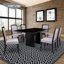 Mesa de Jantar Herval Denver com 6 cadeiras, 180 x 100 cm, Preta