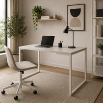Mesa de Jantar Industrial 6 Lugares Branca 140x90 Base Aço Branco Mesa de Jantar Industrial 6 Lugares Branca 140x90 Base Aço Branco