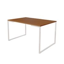 Mesa de Jantar Industrial 6 Lugares Canela 140x90 Base Aço Branco Mesa de Jantar Industrial 6 Lugares Canela 140x90 Base Aço Branco