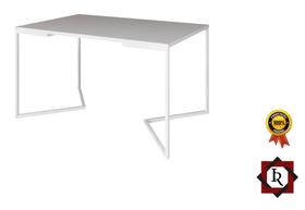 Mesa de Jantar Industrial Base De Ferro Branco em V Tampo 137x90 Branco