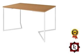 Mesa de Jantar Industrial Base De Ferro Branco em V Tampo 137x90 Canela