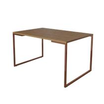 Mesa De Jantar Industrial Base Ferro Cobre Tampo 137X90 Amêndoa Cor: Marrom Mesa De Jantar Industrial Base Ferro Cobre Tampo 137X90 Amêndoa Cor: Marrom