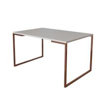 Mesa de Jantar Industrial Base Ferro Cobre Tampo 137x90 Branco