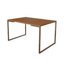 Mesa de Jantar Industrial Base Ferro Cobre Tampo 137x90 Canela