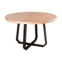 Mesa de Jantar Industrial Clarisse Redonda 1m Madeira Base Alumínio - Tampo Natural