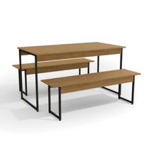 Mesa de Jantar Industrial com 2 Bancos Li013 Canela e Preto Fosco 136cm Kappesberg