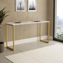 Mesa De Jantar Industrial Para 2 Lugares Klm Móveis Dourado/off White
