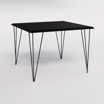 Mesa de Jantar Industrial Quadrada Clips Preta 90cm de Ferro Preto