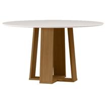 Mesa de Jantar Isabela 135x135 cm com Vidro Ype Off White New Ceval
