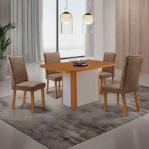 Mesa de Jantar Isadora 120 cm Tampo MDF Canto copo Laminado com 4 Cadeiras Lira
