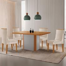 Mesa de Jantar Isadora 120cm Tampo Canto Copo MDF Laminado com 4 Cadeiras Lisboa