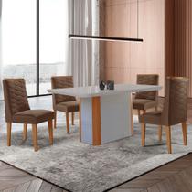 Mesa de Jantar Isadora 120cm Tampo MDF Com Vidro com 4 Cadeiras Safira