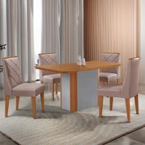 Mesa de Jantar Isadora 120cm Tampo MDF Laminado com 4 Cadeiras Isadora