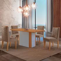 Mesa De Jantar Isadora 120cm Tampo Mdf Laminado Veludo Capuccino Naturale Off White Mesa De Jantar Isadora 120cm Tampo Mdf Laminado Veludo Capuccino Naturale Off White