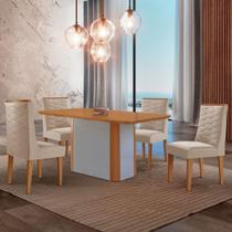 Mesa De Jantar Isadora 120cm Tampo Mdf Laminado Veludo Creme Naturale Off White