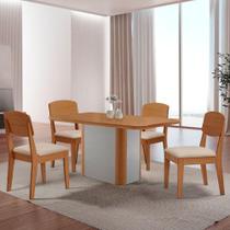 Mesa De Jantar Isadora 120cm Tampo Mdf Laminado Veludo Creme Naturale Off White