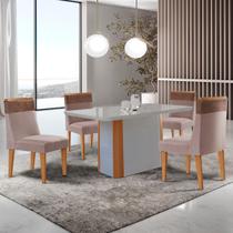 Mesa de Jantar Isadora 120cm Tampo MDF Vidro com 4 Cadeiras Andes Mesa de Jantar Isadora 120cm Tampo MDF Vidro com 4 Cadeiras Andes