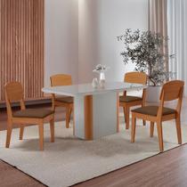 Mesa de Jantar Isadora 120cm Tampo MDF Vidro com 4 Cadeiras Copper