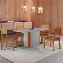 Mesa de Jantar Isadora 120cm Tampo MDF Vidro com 4 Cadeiras Copper Premium - Moderna Mobilia