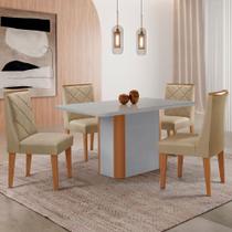 Mesa de Jantar Isadora 120cm Tampo MDF Vidro com 4 Cadeiras Isadora