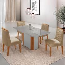 Mesa De Jantar Isadora 120cm Tampo Mdf Vidro Com 4 Cadeiras Turim 07 Naturale Serigrafia Off White Mesa De Jantar Isadora 120cm Tampo Mdf Vidro Com 4 Cadeiras Turim 07 Naturale Serigrafia Off White