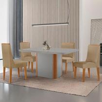 Mesa De Jantar Isadora 120cm Tampo Mdf Vidro Com 4 Cadeiras Turim 07 Naturale Serigrafia Off White Mesa De Jantar Isadora 120cm Tampo Mdf Vidro Com 4 Cadeiras Turim 07 Naturale Serigrafia Off White